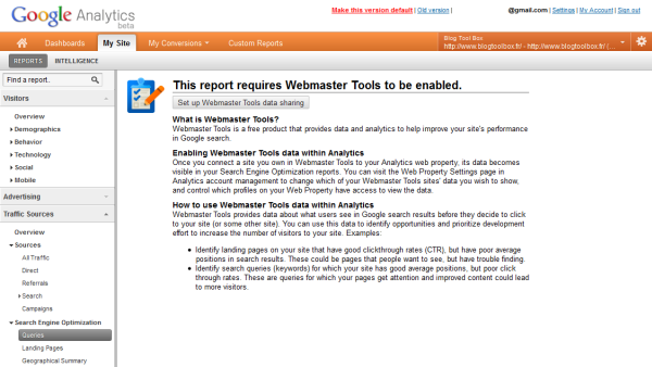 Google Webmaster Tools dans Google Analytics